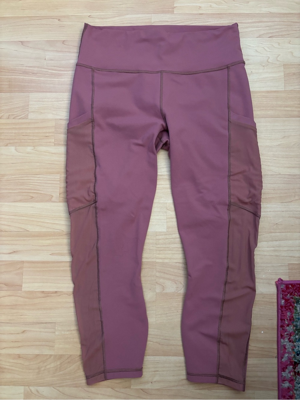 Fabletics Mauve High-Waist Crop Leggings with Side Pockets
